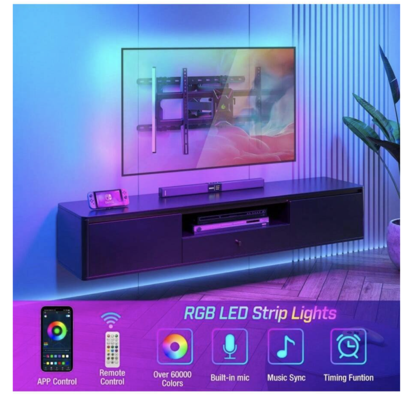 Universal TV Mount - TV Wall Mount For 47-84 Inch LCD LED TVs, TV Mount With LED Lights - Image 4
