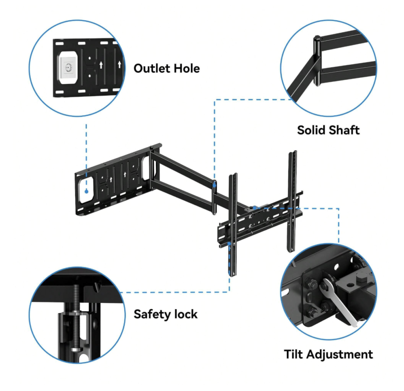 FORGING MOUNT Long Arm TV Wall Mount For Most 26-60 Inch Flat Curved TVs - Image 3