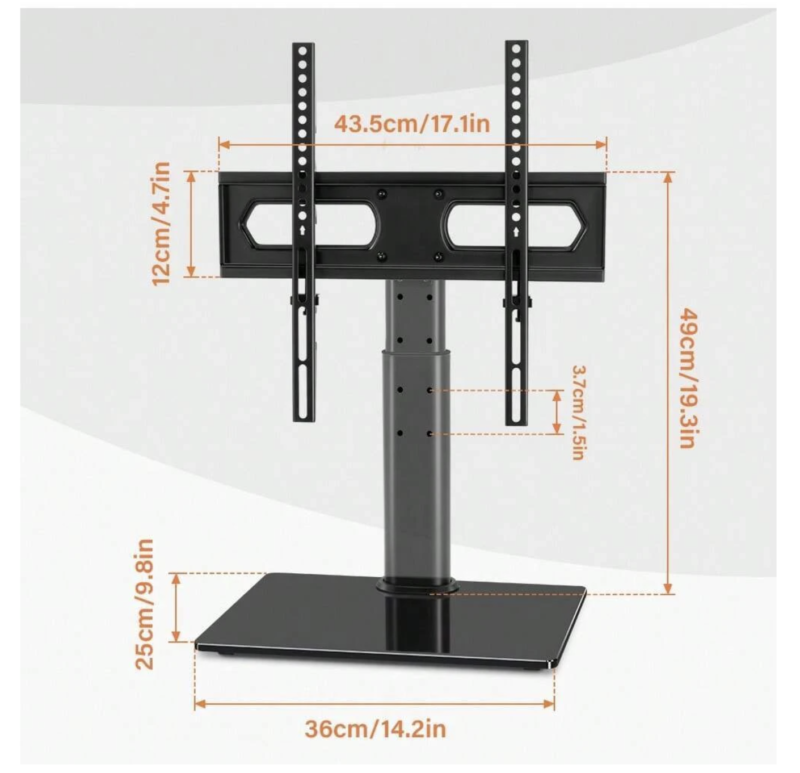 Universal TV Stand Base Table Top TV Mount Stand With Tempered Glass Base Hold Up 88LBs - Image 3